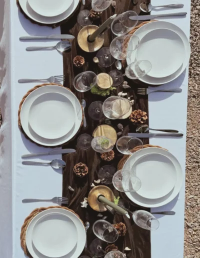 Table dressée par Go2Event 36 pour un mariage champêtre.