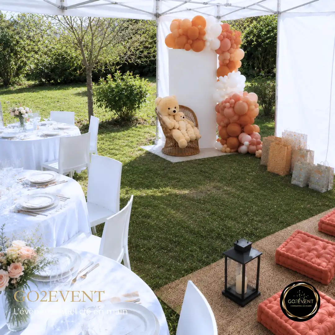 Baby shower avec décoration personnalisée par Go2Event36.